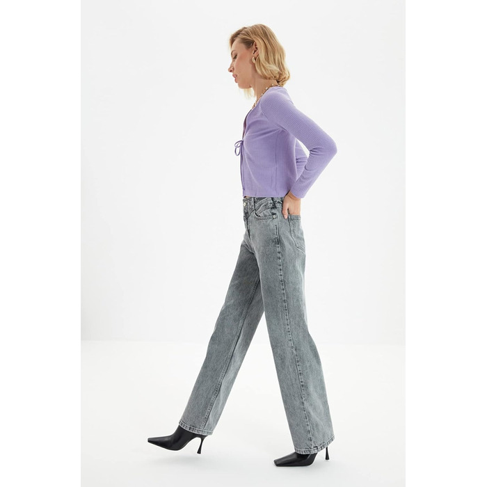 Джинси жіночі Trendyol високої посадки, широкі штанини, 90-ті, колір антрацит, розмір 34