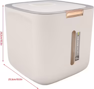 Food Storage Container, Sealed Multi-Purpose Cereal Container, Space-Saving, 22.0 Lb Capacity, with Measuring Cup Lid for Red Beans for Rice for Flour for Home for Millet (Light Grey)