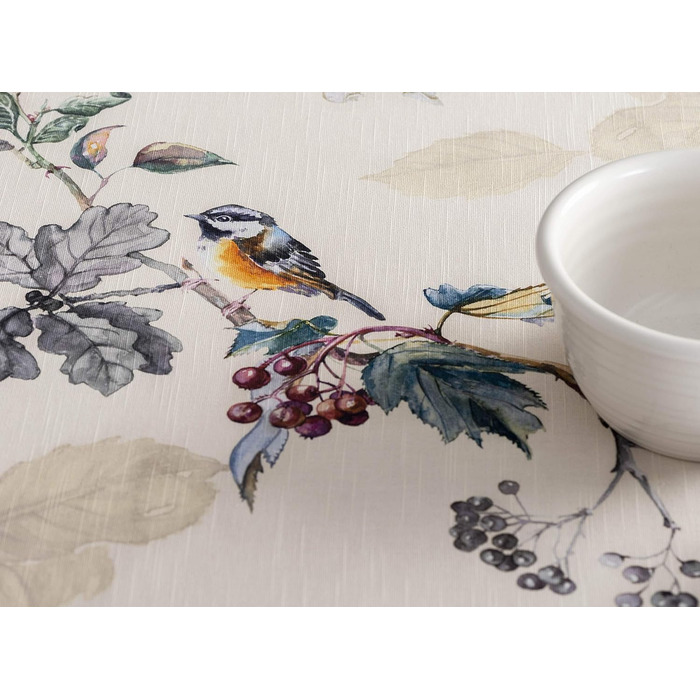 Скатертина Maison d' Hermine Equinoxe, 100% бавовна, бежева, кругла 170 см, для кухні, їдальні, свят, весіль