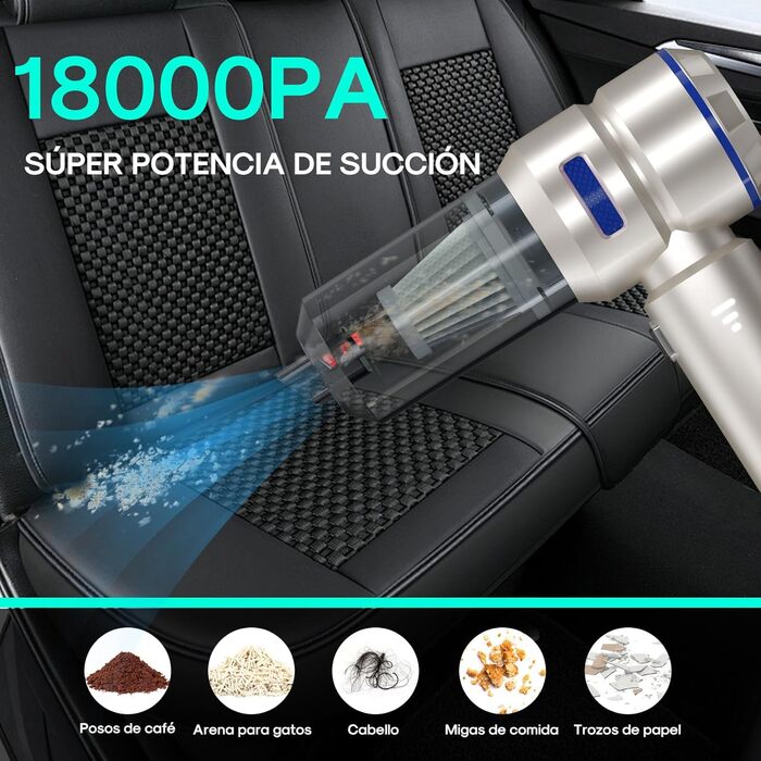 Бездротовий ручний пилосос ICEPURE, 18000Pa, 6000mAh, 4-в-1, безщітковий мотор, 3 режими потужності, аксесуари для авто, дому, офісу, тварин, з сумкою, блакитний