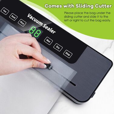 Професійний вакуумний пакувальник VIRIECH 5-в-1: 50 пакетів, вбудований ніж, для сухих та вологих продуктів