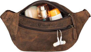 STILORD 'Marian' поясна сумка з натуральної шкіри вінтаж для чоловіків/жінок - бананка/грудна сумка для телефону, косметики, камери, подорожей, вечірок, концертів, фестивалів, колір коньяк, глянцева (Colorado - коричнева)