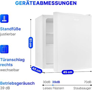 Холодильник Bomann Mini KB 7346: 42 літри, для офісу, кемпінгу та геймінгу | Тихий (39 dB), з можливістю зміни дверцят | 51x45x45 см