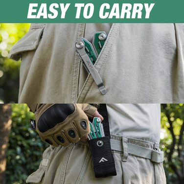 Мультитул FLISSA 16-в-1: мультиінструмент з нержавіючої сталі з ножем, ножицями, пилкою, відкривачкою для пляшок. Ідеально для кемпінгу, відпочинку на природі та ремонту. У комплекті сумка. Матовий зелений.