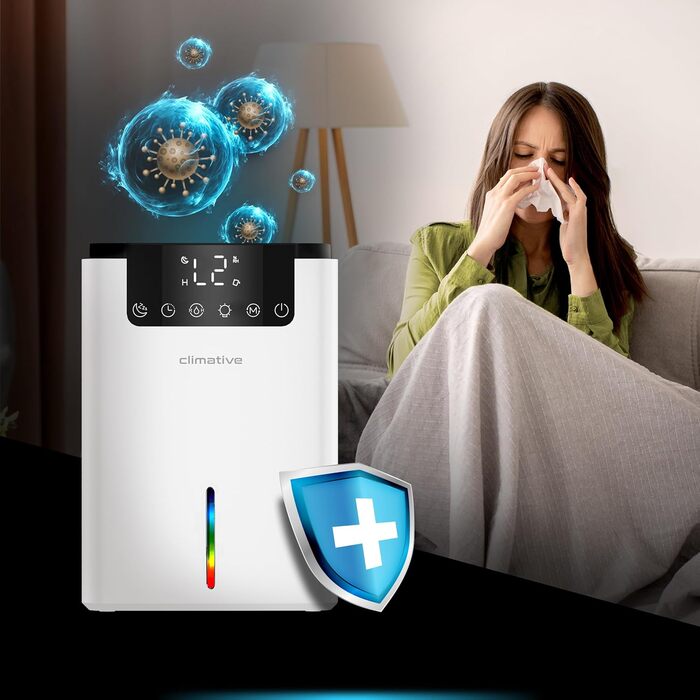 Електричний осушувач повітря LUXE UV 0.7L/24h з LED-дисплеєм, таймером та низьким рівнем шуму. Ідеально для дому, квартири, ванної кімнати - захист від вологи та плісняви. Білий.