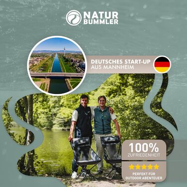 Кемпінговий стілець NaturBummler Cloud Sit Light - складаний, ультралегкий (2.65 кг), дихаючий, з сумкою, витримує 120 кг - для саду, риболовлі, відпочинку (Сірий)