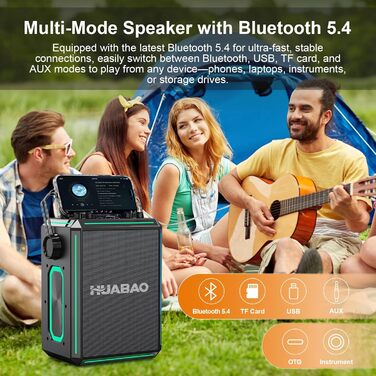 Портативна Bluetooth-колонка караоке з 2 бездротовими мікрофонами, RGB-підсвічуванням, регулюванням високих та низьких частот, ефектами голосу, AUX/USB/TF/OTG, 6.5 мм роз'єм, для вечірок (білий/чорний)