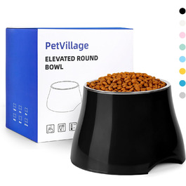 Миска для собак Petvillage, антиковзаюча, з нержавіючою сталлю, піднята, для маленьких та середніх собак, спанієлів, велика місткість (3 чашки), чорна