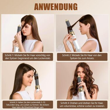 Багатофункціональний стайлер для волосся 6-в-1: фен з іонами, плойка, брашинг, 1000W, керамічне покриття, білий