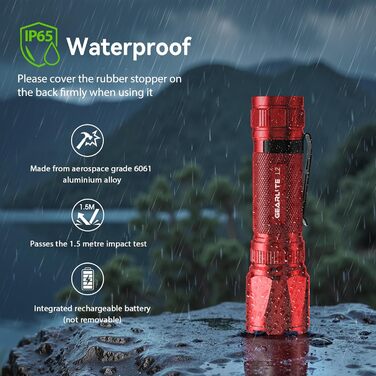 Ліхтар LED Gearlite акумуляторний, 3000 люмен, тактичний, водонепроникний (IP65), 3 режими, для кемпінгу, риболовлі, активного відпочинку