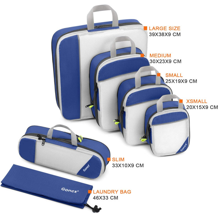 Органайзер для валізи Gonex (6 шт.) - набір кубів для пакування, зелений