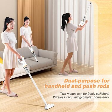 Бездротовий пилосос Yaasier: потужний акумулятор 35KPA, 40 хвилин роботи, для тварин, килимів та авто, білий