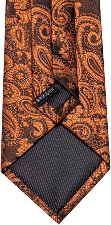 Набір аксесуарів для чоловіків: краватка з візерунком пає, краватка, кишеньковий хустинка, краваттята, затискачі для краваток, 5 шт. (чорний/помаранчевий)