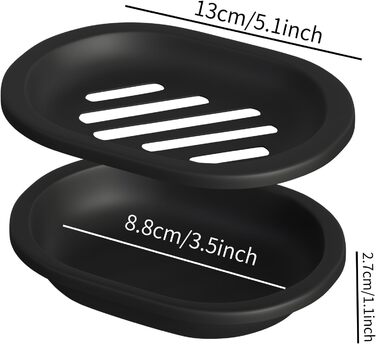 Набір з 2 мисок для мила AstraLoom, двошарові, пластикові, самозливні та з антипригарним покриттям - для ванної/кухні/губки (Чорний)