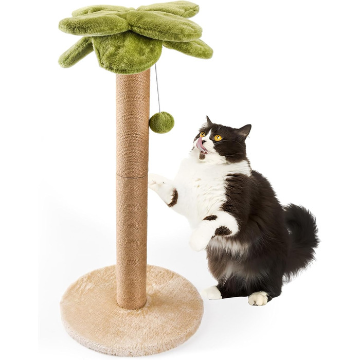 Cat Scratch Post, 86cm High Scratching Column with Hanging Ball, Natural Sisal Rope Scratch Tree for Large Cats and Kittens