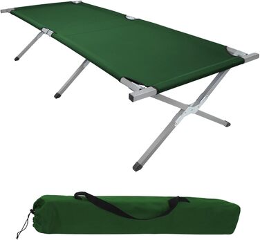 BB Sport Кемпінгове ліжко складане, 190x64x41 см, сталеве, 180 кг, з сумкою, зелене