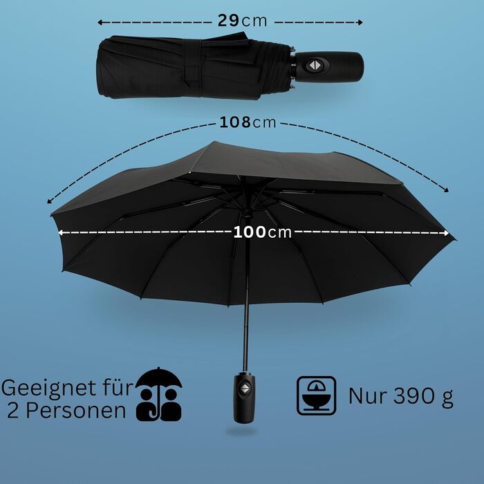 Стійкий до вітру парасолька Rainroyal: 3 розміри (95, 100, 105 см), автоматичний, компактний, для подорожей та повсякденного використання, для жінок та чоловіків, колір - зелений