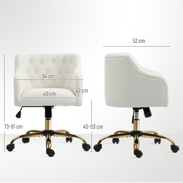 HOMCOM Home Office Chair, Swivel Desk Chair, Height-Adjustable Office Chair with Rocking Function, Linen Look, Vanity Chair for Bedroom, Study, Beige | Aosom