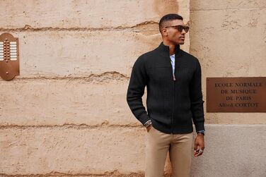 Кардиган чоловічий PJ PAUL JONES з блискавкою та стійким коміром, чорний (XXL)