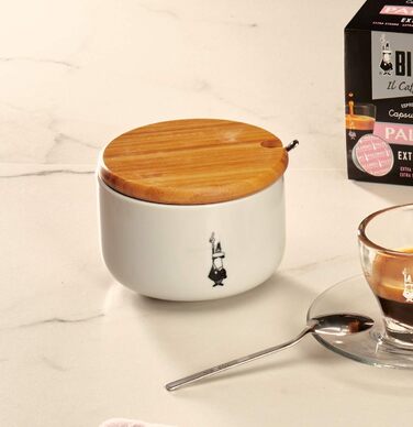 Цукорниця Bialetti Zuccheriera з кришкою з бамбуку, порцеляна, біла
