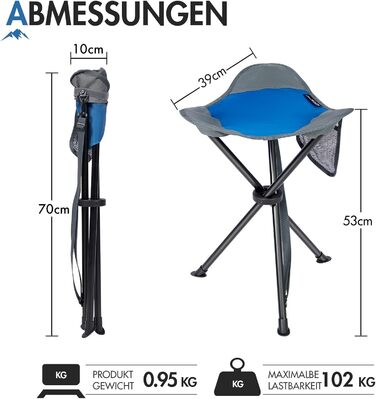 Складний стілець Portal з кишенею: легкий, для риболовлі, кемпінгу, піших прогулянок (синій)