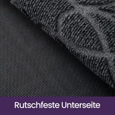 Килимок для дому та вулиці DEXI, 60 x 90 см, антиковзаючі, миючий, вологостійкий, сірий