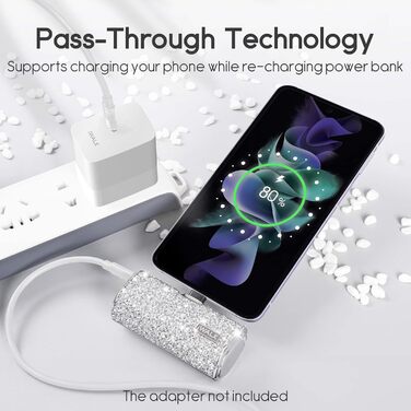 Power Bank iWALK 4500mAh USB-C, Срібний: Швидка зарядка для iPhone, Samsung, Google Pixel, OnePlus