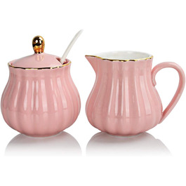 Sweejar Home Royal Ceramic Sugar and Cream Jug Set, 3-Piece Set with Cream Pitcher, Sugar Bowl