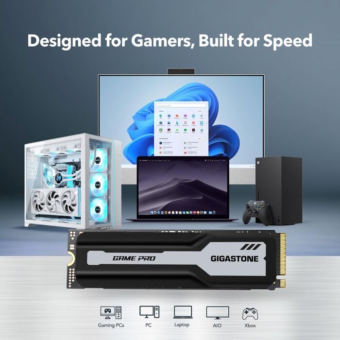 Gigastone SSD Gen4 4TB: PCIe 4.0 NVMe M.2 SSD для ПК, ноутбука, PS5 - 5000 МБ/с
