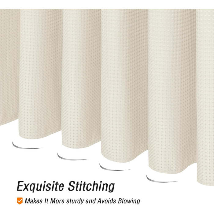 Душовий завіс Gibelle Extra Long 183x213 см, вафельний малюнок, текстиль, водонепроникний, для прання, фіолетовий (слонова кістка)