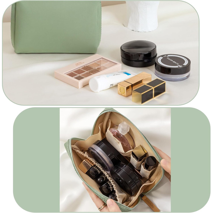 Набір косметичних сумок з нейлону (2 шт.) - водонепроникні, з відділеннями, для подорожей та дому (зелені)