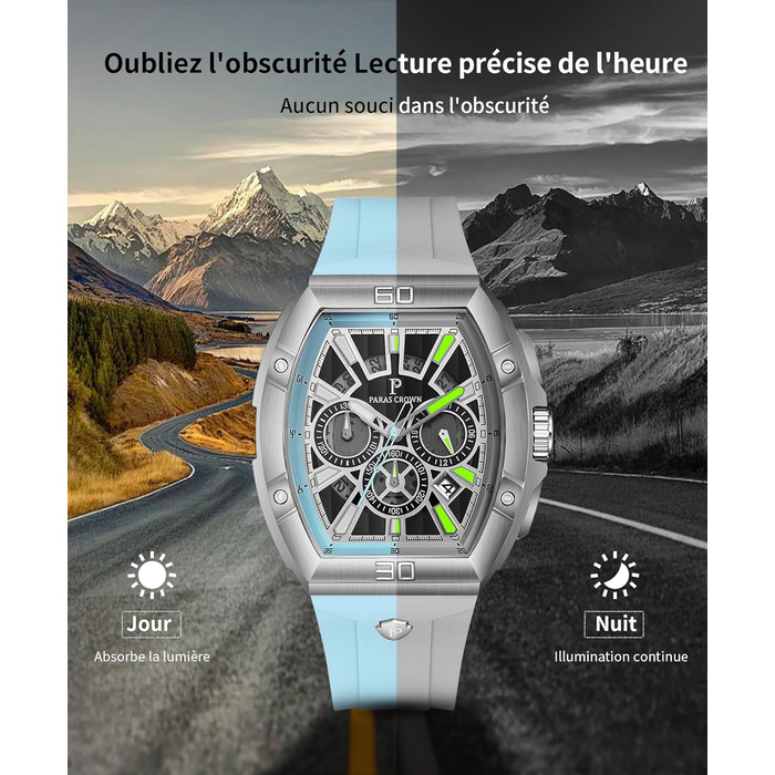 Чоловічий годинник-хронограф на кварцовому механізмі з японським годинниковим механізмом, 5ATM, корпус з нержавіючої сталі, ремінець з силікону (Blue3)