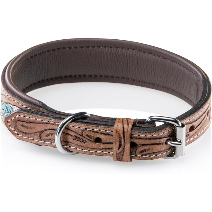 Стильний шкіряний нашийник для собак Джек Рассел, ручної роботи, з м'якою підкладкою, XL (46-58 см)