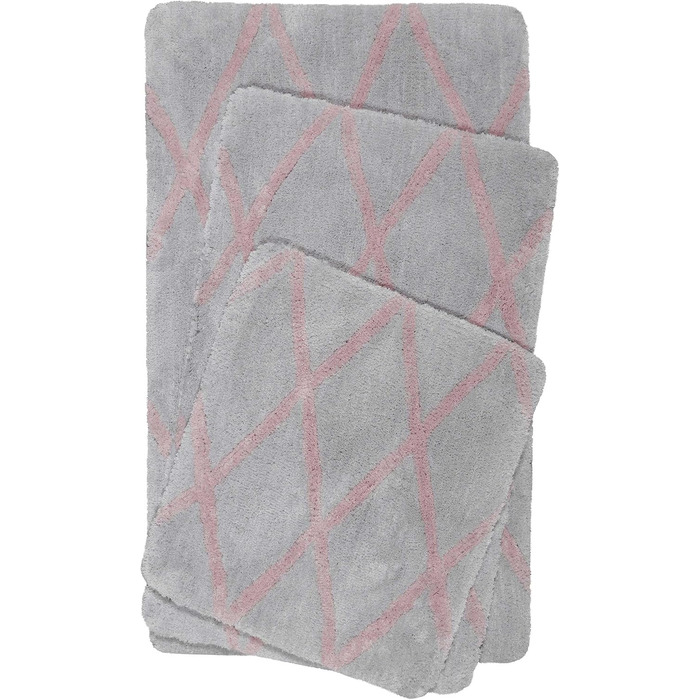 Homie Living Badteppich, Bath Mat, fluffy, soft pile, non-slip and washable, San Bosa (55 x 65 cm, Grey Pink) Grey Pink 55 x 65 cm