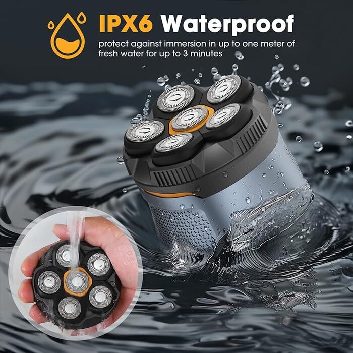 Електричний гостроювач голови для чоловіків Glatzen Rasierer, водонепроникний IPX6, LED дисплей, бездротовий, з індикатором заряду батареї