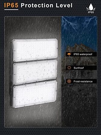 Ankishi LED Floodlight Outdoor, IP65 Waterproof, Super Bright 6500K Cool White Outdoor Light, 30000LM Outdoor Floodlight Spotlight for Sports Field, Garage, Garden, Backyard (Cool White, 4 PACK 300W)