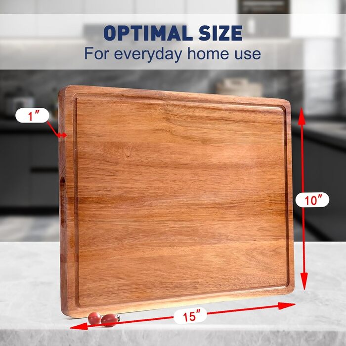 Обрізні дошки COCOBOSS з акації: якісні дошки для кухні 38x25 см з жолобом для соку та зручними ручками