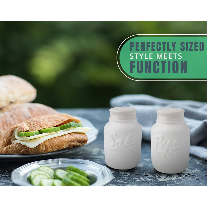 Comfify Vintage Salt & Pepper Shakers - Charming decorative decor for vintage, rustic, and shabby chic lovers - Durable ceramic in white - 3.5 oz. capacity