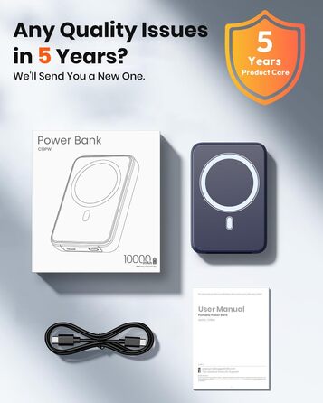 Power Bank A ADDTOP 10000mAh з підтримкою PD 20W та бездроговою зарядкою. LED дисплей, USB-C In/Out, сумісний з iPhone 17/16/15/14/13/12/Pro Max (Блакитний)