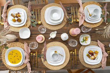 SÄNGER Bilgola: Комплект посуду на 6 осіб (36 предметів) з порцеляни, білий, преміум-якість