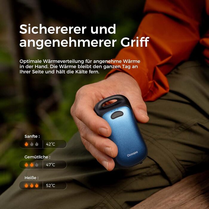 Електричні грілки для рук OCOOPA, 2 шт., водонепроникні IP45, ергономічні, 18 годин тепла, портативні, для відпочинку на природі, гольфу, кемпінгу, міського використання, Marineblau (темно-синій)