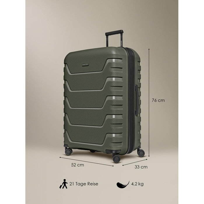 Чемодан тріумф SMARTBOX Olive L (76 см), розширюваний, 111-120 л, поліпропілен, 4 колеса, TSA-замок, 4.2 кг