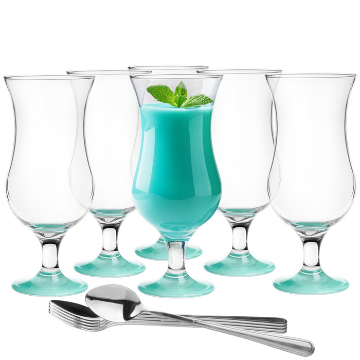 Набір келихів Glasmark KROSNO для коктейлів 420 мл, 6 шт., блакитні, для алкогольних напоїв, лонг дринків, вечірок, бар, ресторан