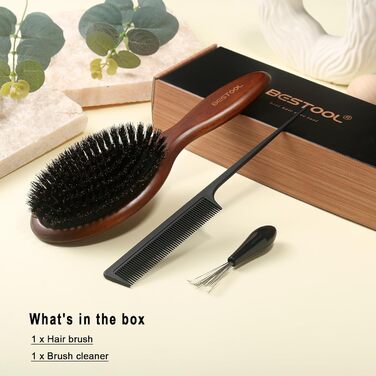 Щітка для волосся BESTOOL з щетиною дикого кабана, для жінок, чоловіків, дітей, з натуральною щетиною з бука, для тонкого та ламкого волосся, покращує текстуру волосся