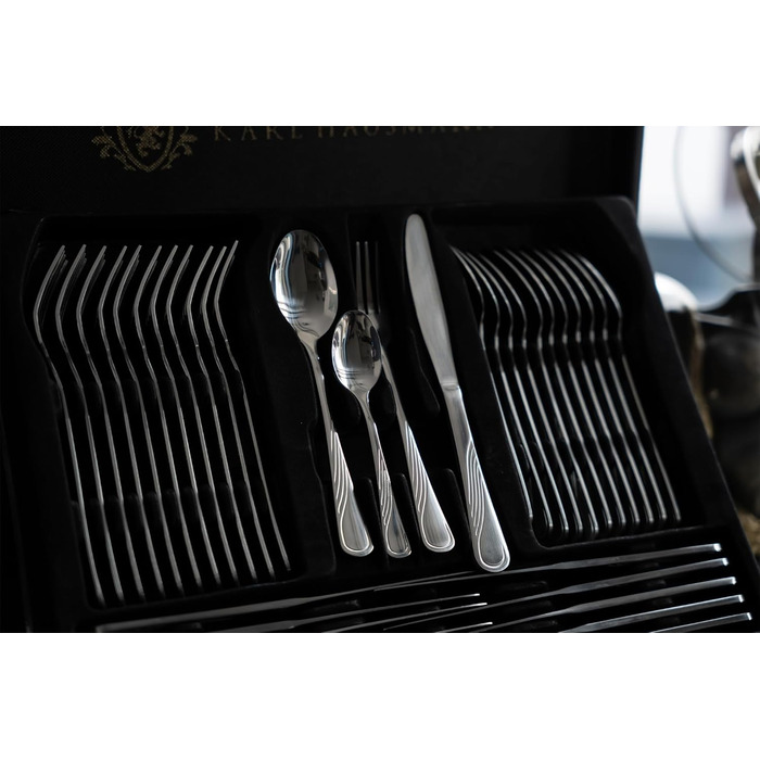 Cutlery Set, Dinnerware for 12 People, 72-Piece Stainless Steel, Cutlery Set including Case with Flatware and Cake Server, Dishwasher Safe, Silverware (EVELINE)