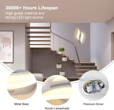 LED настінний світильник Dorlink, сучасна лампа для спальні, вітальні, коридору, сходинок, тепле біле світло 3000K, стиль Арт Деко, листя