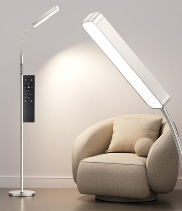LED торшер Ehaho з регулюванням яскравості, чорний | Торшер-лампа з пультом дистанційного керування | 3 кольори світла (теплий, нейтральний, холодний) | Сучасний торшер для спальні, вітальні, офісу