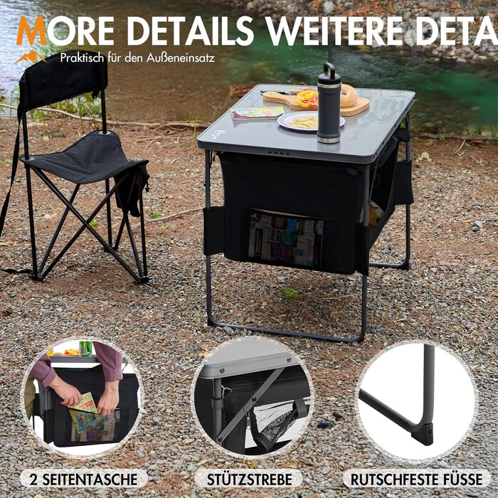 Складний кемпінговий стіл Portal зі зберіганням, портативний міні-стіл для пікніка, саду, балкону
