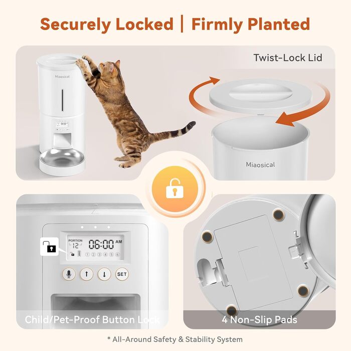 Автомат годування котів 4.2L з програмуванням, з окремою мискою з нержавіючої сталі