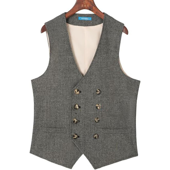 Стильний жилет чоловічий Solovedress Vintage з вовни, Regular Fit, для весілля та Groomsmen, сірий, XL